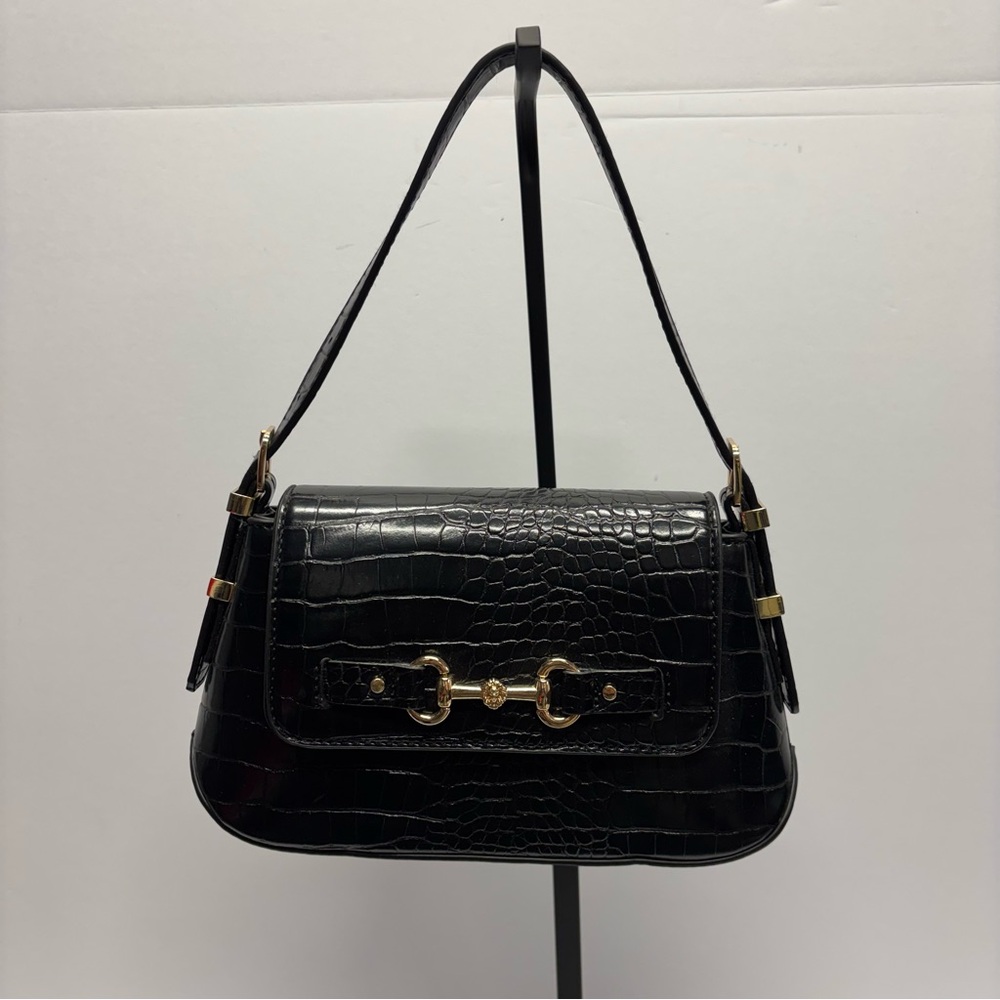 ✨Anne Klein Black Crossbody Shoulder Bag with Gold Accents